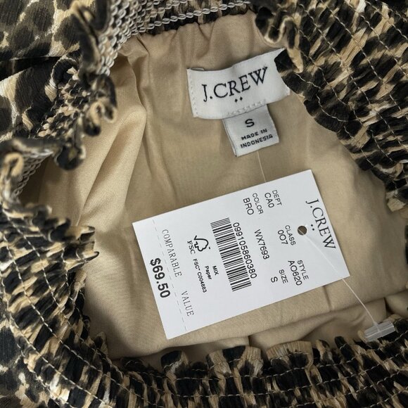J.Crew Womens Blouse Size Small Mock Neckline Animal Print Long Sleeves Elastic - Picture 9 of 10